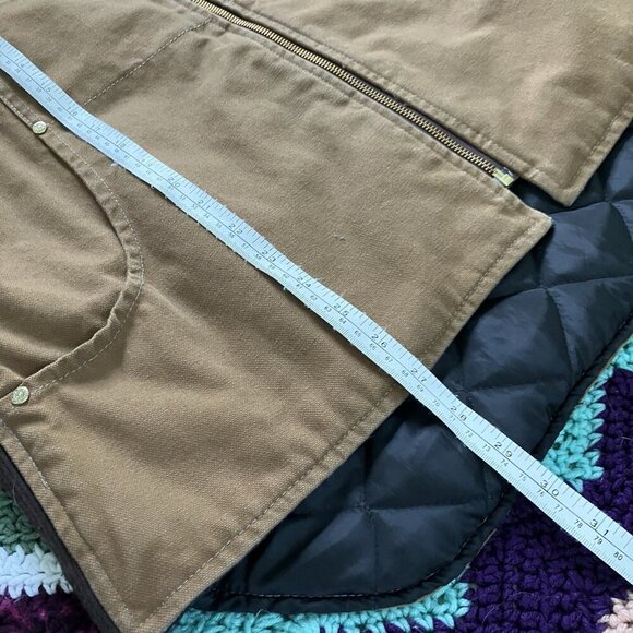 Vintage Tough Duck Canvas Vest Mens XL Brown Home Hardware Quilted Full Zip - Picture 10 of 11
